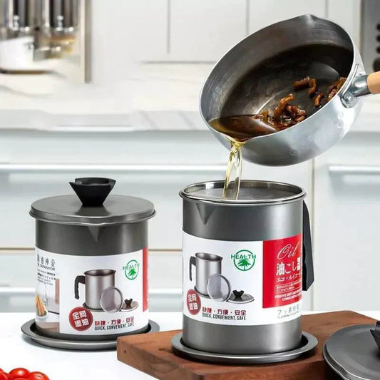 1.4L Stainless Steel Oil Filter Pot with Strainer