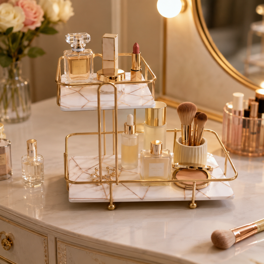 2-Tier Golden Vanity Organizer Stand