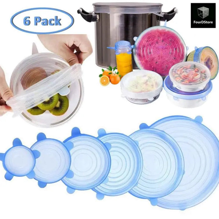 Silicone Stretch Lids and Reusable Bowl Covers Set of 6+6
