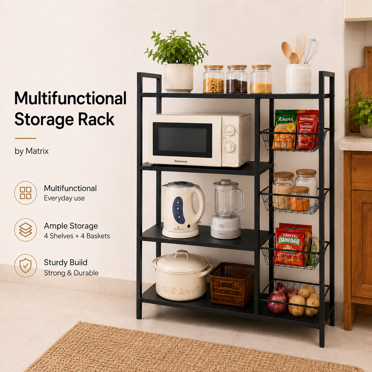 4-Tier Multifunctional Metal Storage Rack by Housify