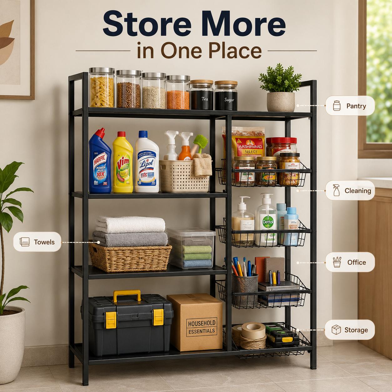 4-Tier Multifunctional Metal Storage Rack by Housify
