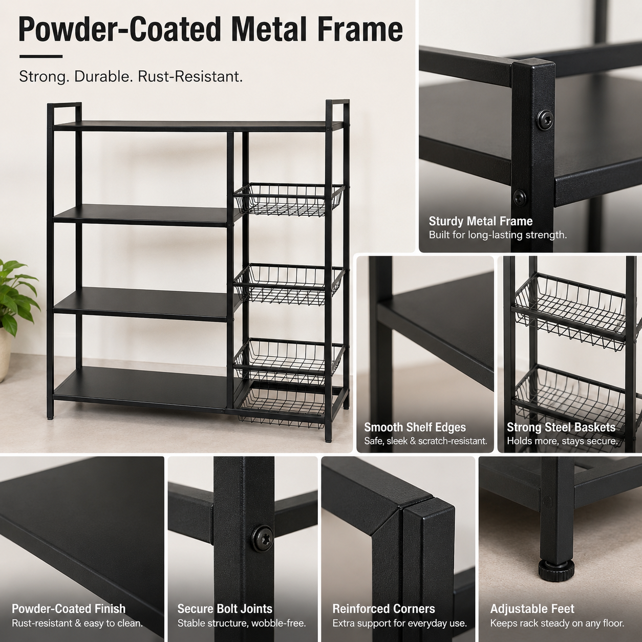 4-Tier Multifunctional Metal Storage Rack by Housify