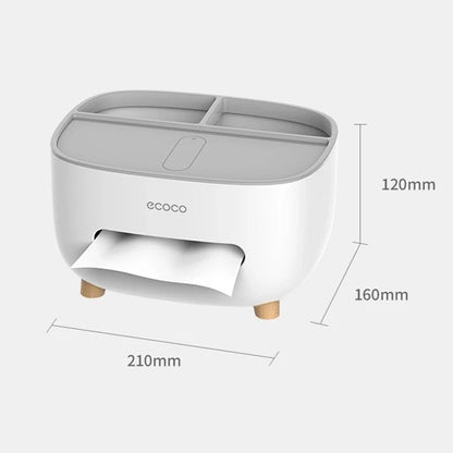 Multipurpose Desktop Tissue Box Organizer with Storage Tray