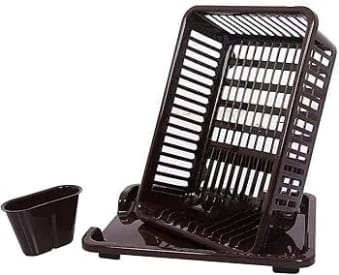 Black kitchen fruit and vegetable drainer on a white background
