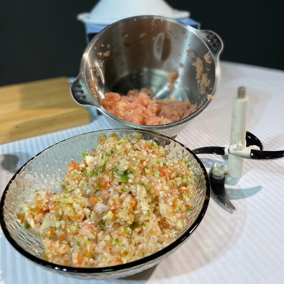 Hand Pressure Vegetable Chopper with Stainless Steel Bowl