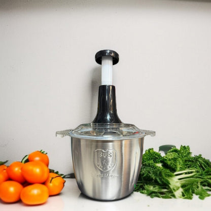 Hand Pressure Vegetable Chopper with Stainless Steel Bowl