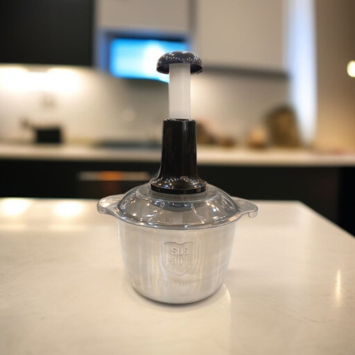 Hand Pressure Vegetable Chopper with Stainless Steel Bowl