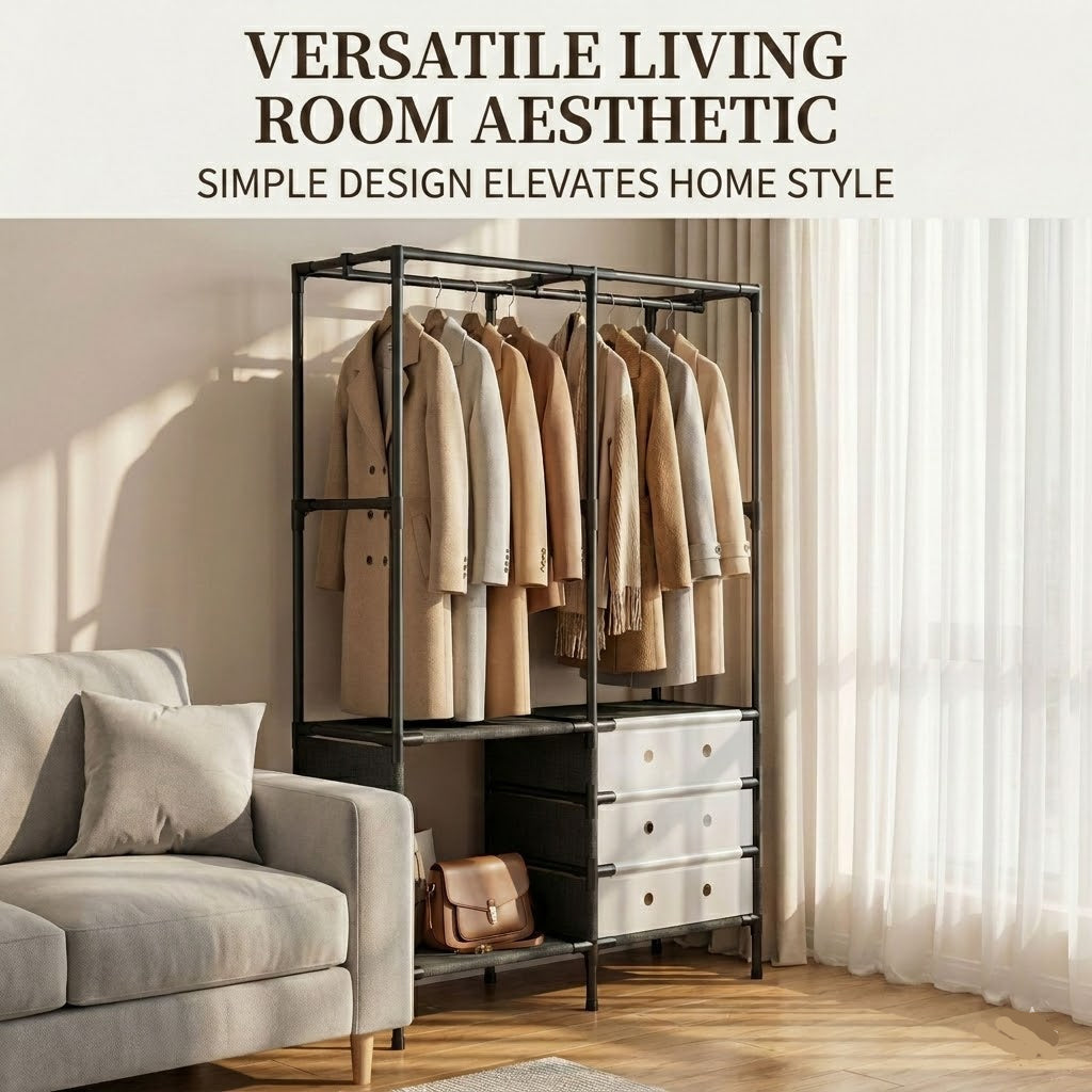2 Row Metal Multifunctional Clothes Rack