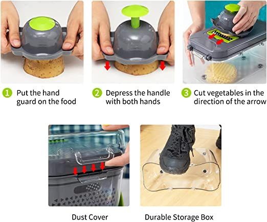22-in-1 Multifunctional Vegetable Chopper with Container and 13 Stainless Steel Blades