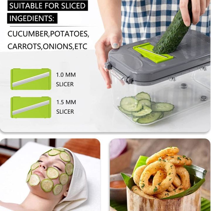 22-in-1 Multifunctional Vegetable Chopper with Container and 13 Stainless Steel Blades