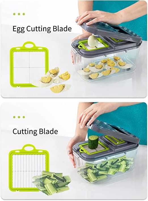 22-in-1 Multifunctional Vegetable Chopper with Container and 13 Stainless Steel Blades