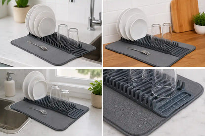 Housify Kitchen Dish Drying Mat with Plate Rack