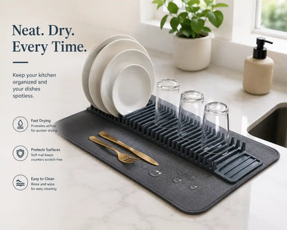 Housify Kitchen Dish Drying Mat with Plate Rack