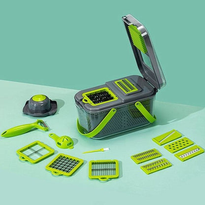 22-in-1 Multifunctional Vegetable Chopper with Container and 13 Stainless Steel Blades