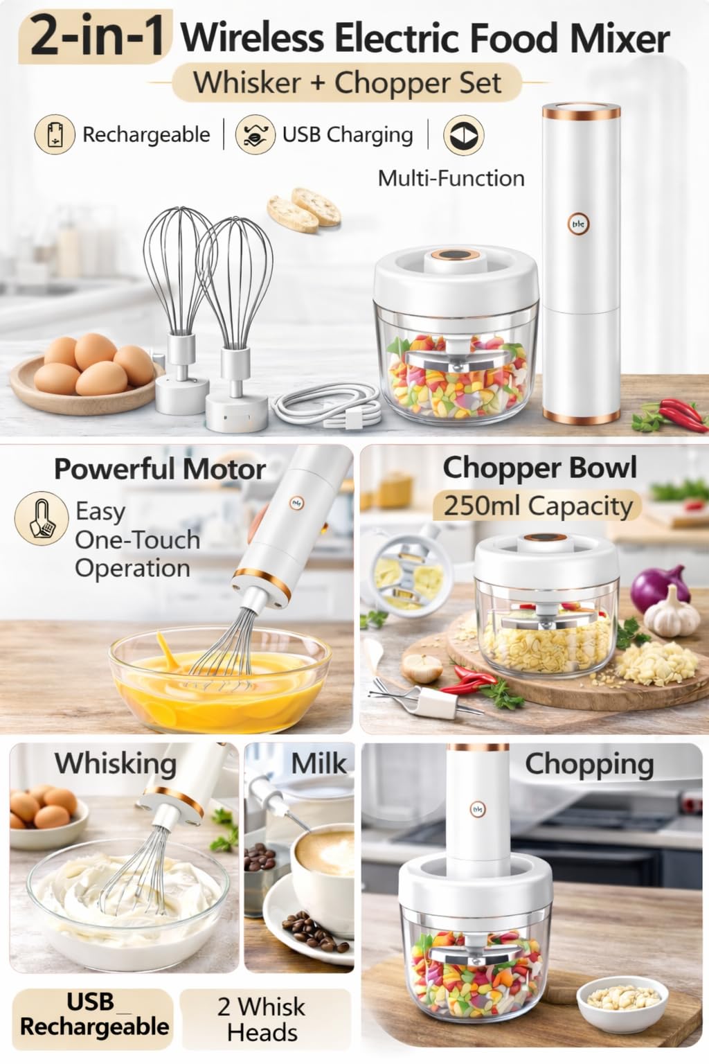 Portable Rechargeable Food Chopper