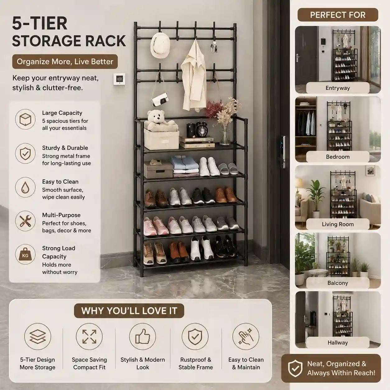Multi-Layer Clothes and Shoe Rack