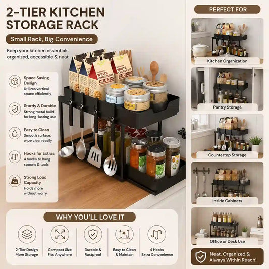 Double Layer Multi-Function Sliding Storage Rack