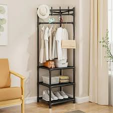 Corner Coat Rack with Multi Storage Shelf Cabinet