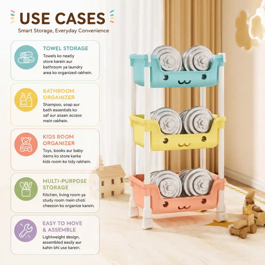 3 Layer Smiley Movable Trolley Organizer