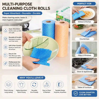 Anti-Bacterial Reusable Kitchen Cleaning Cloth Roll