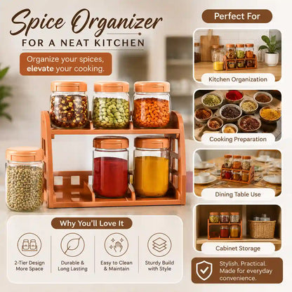 Spice Rack with 6 Airtight Jars