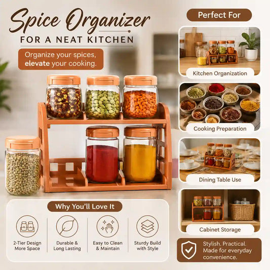 Spice Rack with 6 Airtight Jars