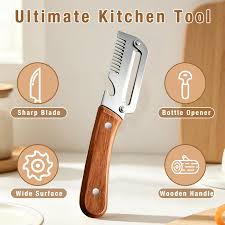 2-Pack 3-in-1 Multifunctional Vegetable Peeler with Wooden Handle