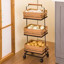 3-Tier Metal Rolling Storage Cart with Fabric Baskets
