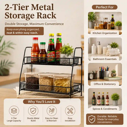 2 Tier Metal Kitchen and Bathroom Rack