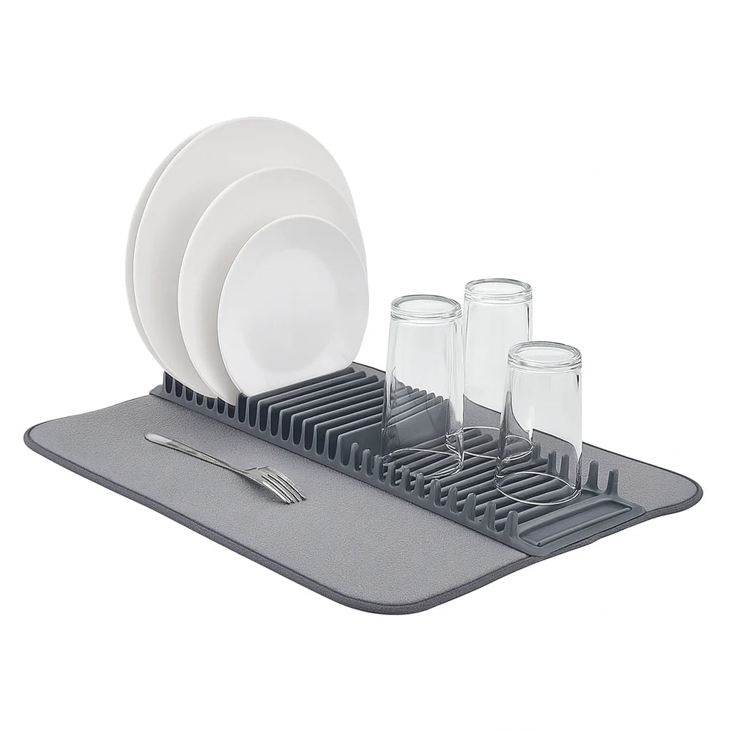 Housify Kitchen Dish Drying Mat with Plate Rack